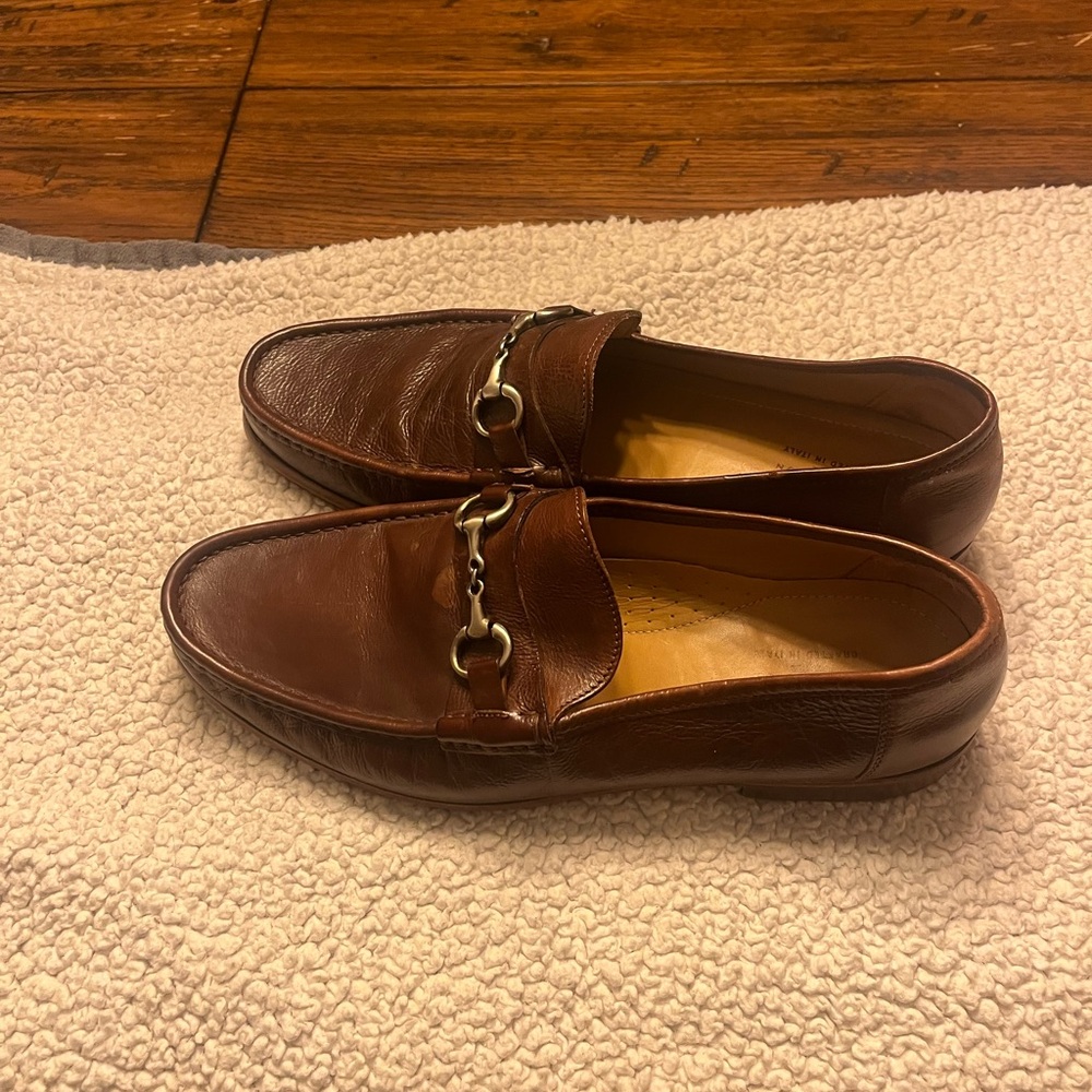 Johnston & Murphy Brown Leather Loafers with Horsebit Detail italin collection